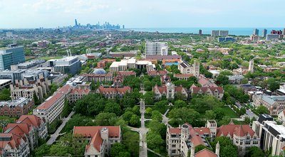 Aerial photograph of University of Chicago campus