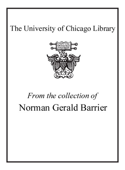 From the collection of Norman Gerald Barrier bookplate