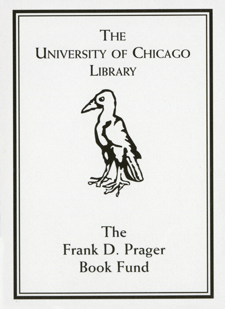 The Frank D. Prager Book Fund bookplate