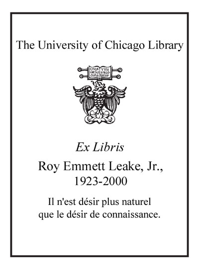 Exlibris Roy Emmett Leake, Jr.,1923-2000. Il n'est deÌsir plus naturel que le deÌsir de connaissance bookplate