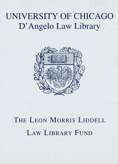 The Leon Morris Liddell Law Library Fund bookplate
