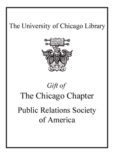 Gift Of The Chicago Chapter Public Relations Society Of America bookplate
