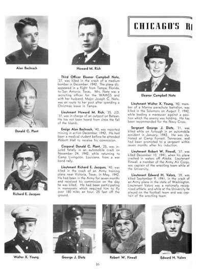 Photos and descriptions of alumni members of the military reported killed or missing in action