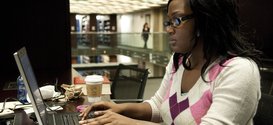 Student studying in the D'Angelo Law Library from Prepare for exams with D'Angelo Law Library resources