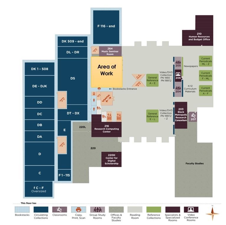 Map showing area of work on the 2nd Floor