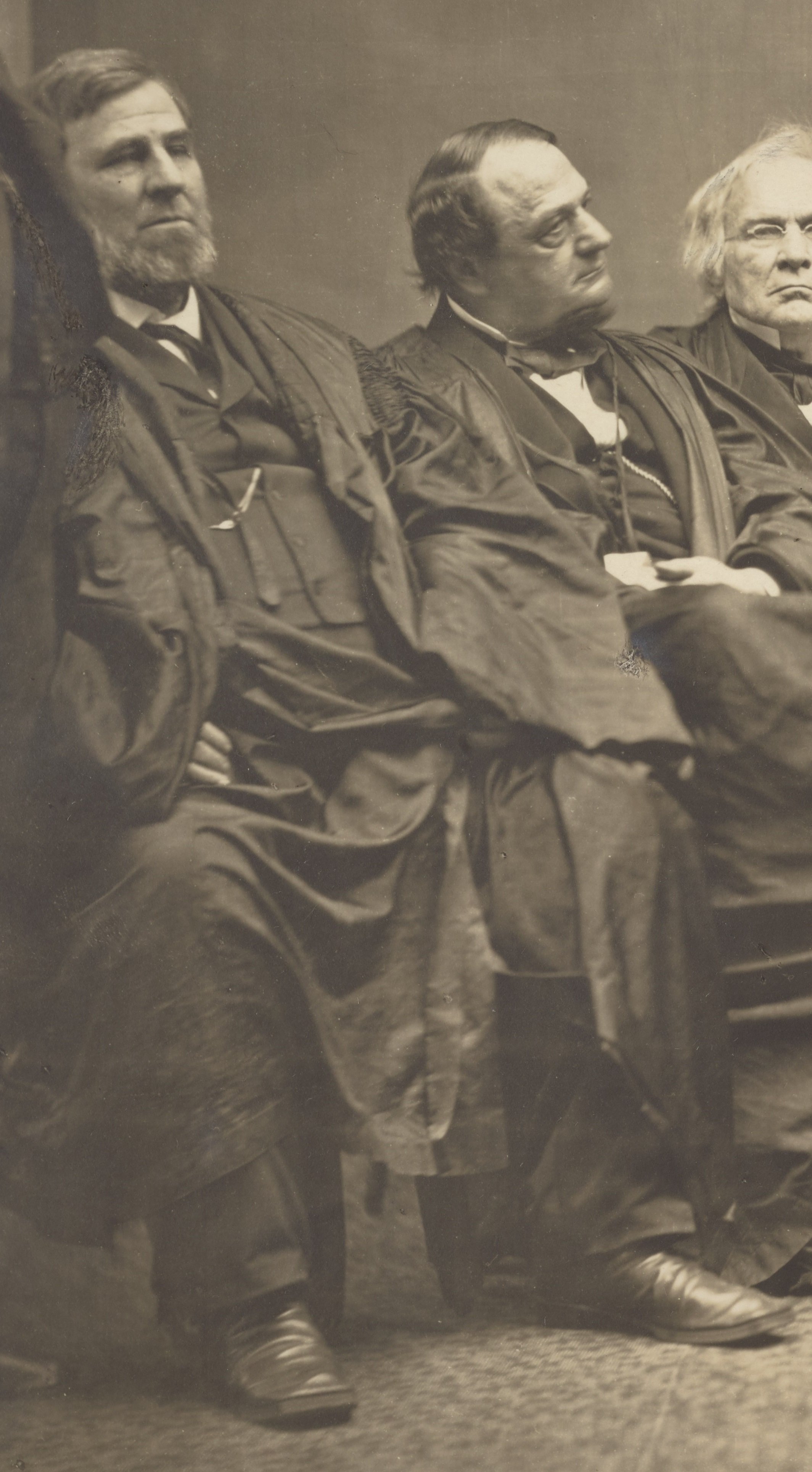 Detail from Photograph of the Chase Court: Justices Davis, Swayne, and Grier