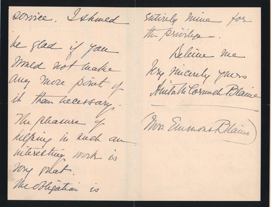 Anita McCormick Blaine to William R. Harper