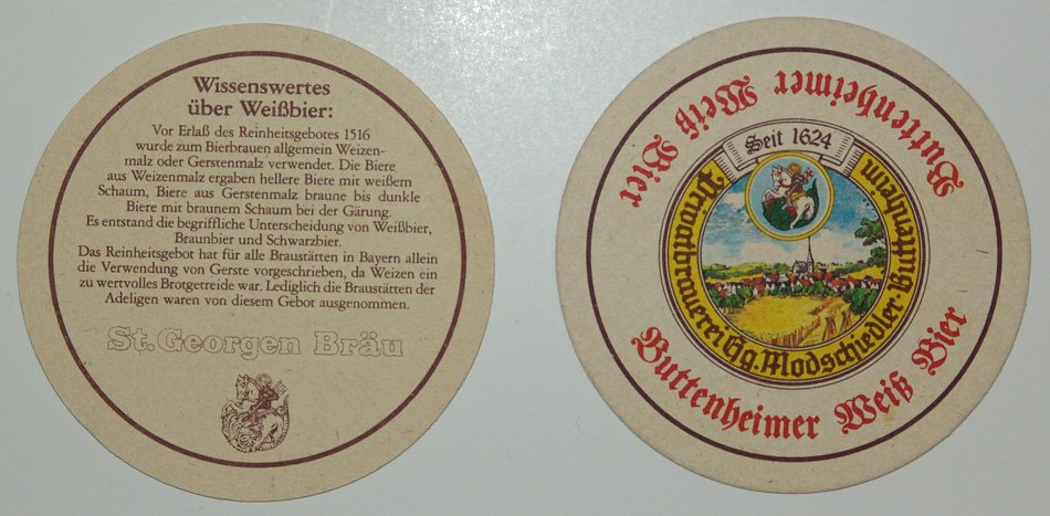 Beer coasters with German inscriptions