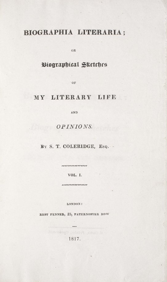 Biographia Literaria; or Biographical Sketches of My Literary Life and Opinions