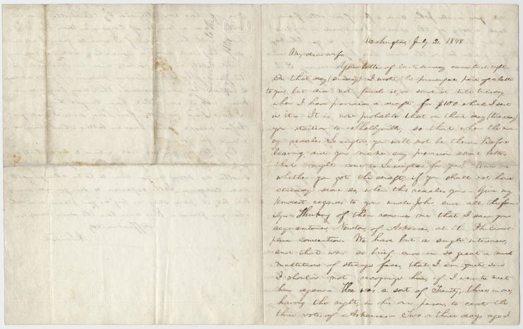 A yellowed page bearing neat rows of thin, slanted script, signed "Abraham."