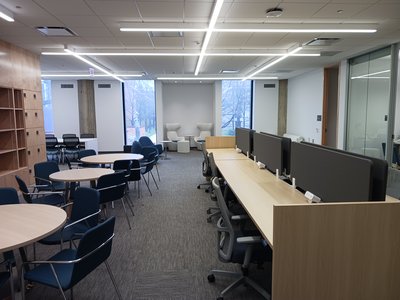 Tables and desks in the Center for Digital Scholarship