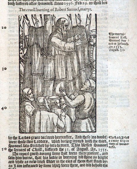 Illustration of person martyred for Protestant faith