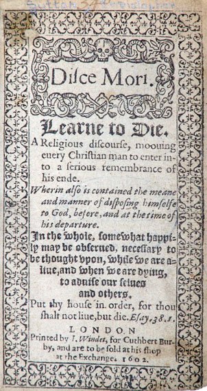 Title page to a collection of devotional meditations on death