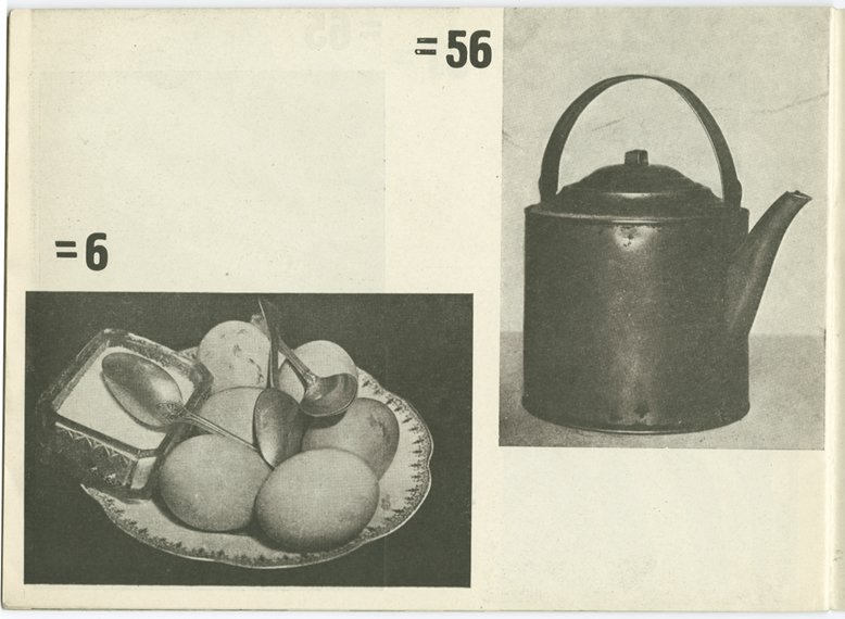 The numbers "=56" and "=6" above images of a kettle and a plate of food.