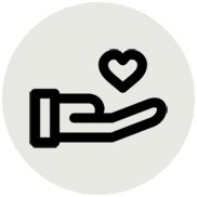 Hand holding heart icon. This is a linked icon.