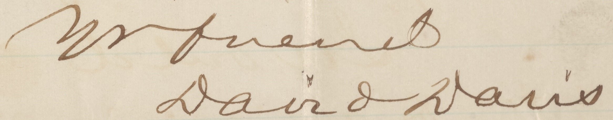 Digital image of handwritten letter from David Davis to Henry Clay Whitney, 10 December 1861, signature detail: "Yr friend, David Davis"