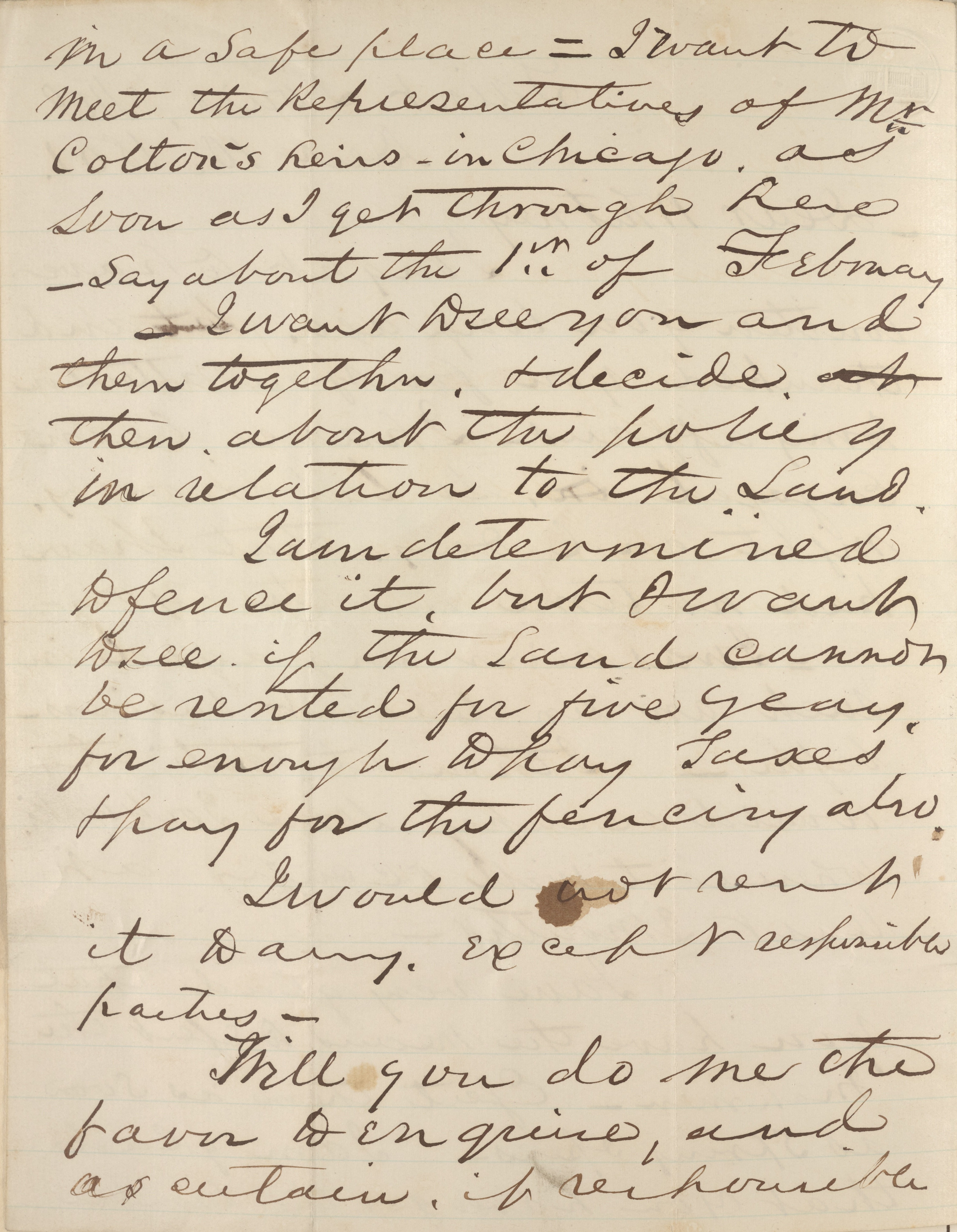 Digital image of handwritten letter from David Davis to Henry Clay Whitney, 10 December 1861, Page 2