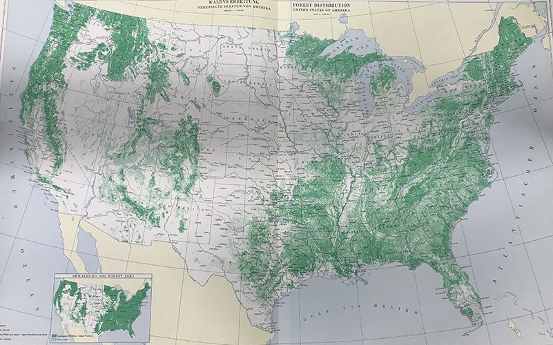 Map depicting deforestation of the United States