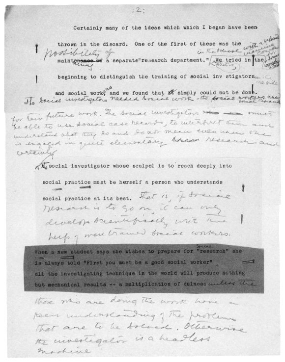 Address on social investigation, manuscript