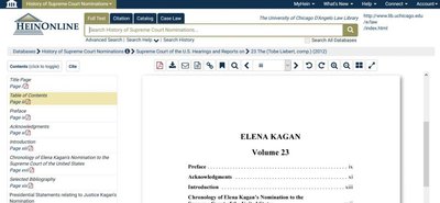 History of Supreme Court Nominations - Volume 23 on Elena Kagan