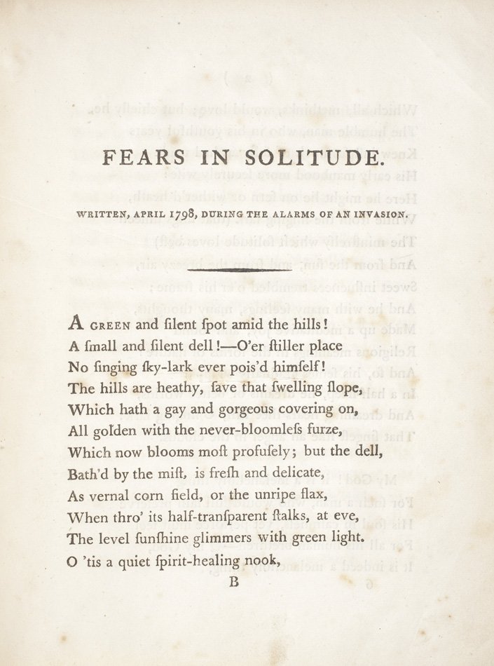 Fears in Solitude, Written in 1798, During the Alarm of an Invasion. To Which Are Added, France, an Ode; and Frost at Midnight