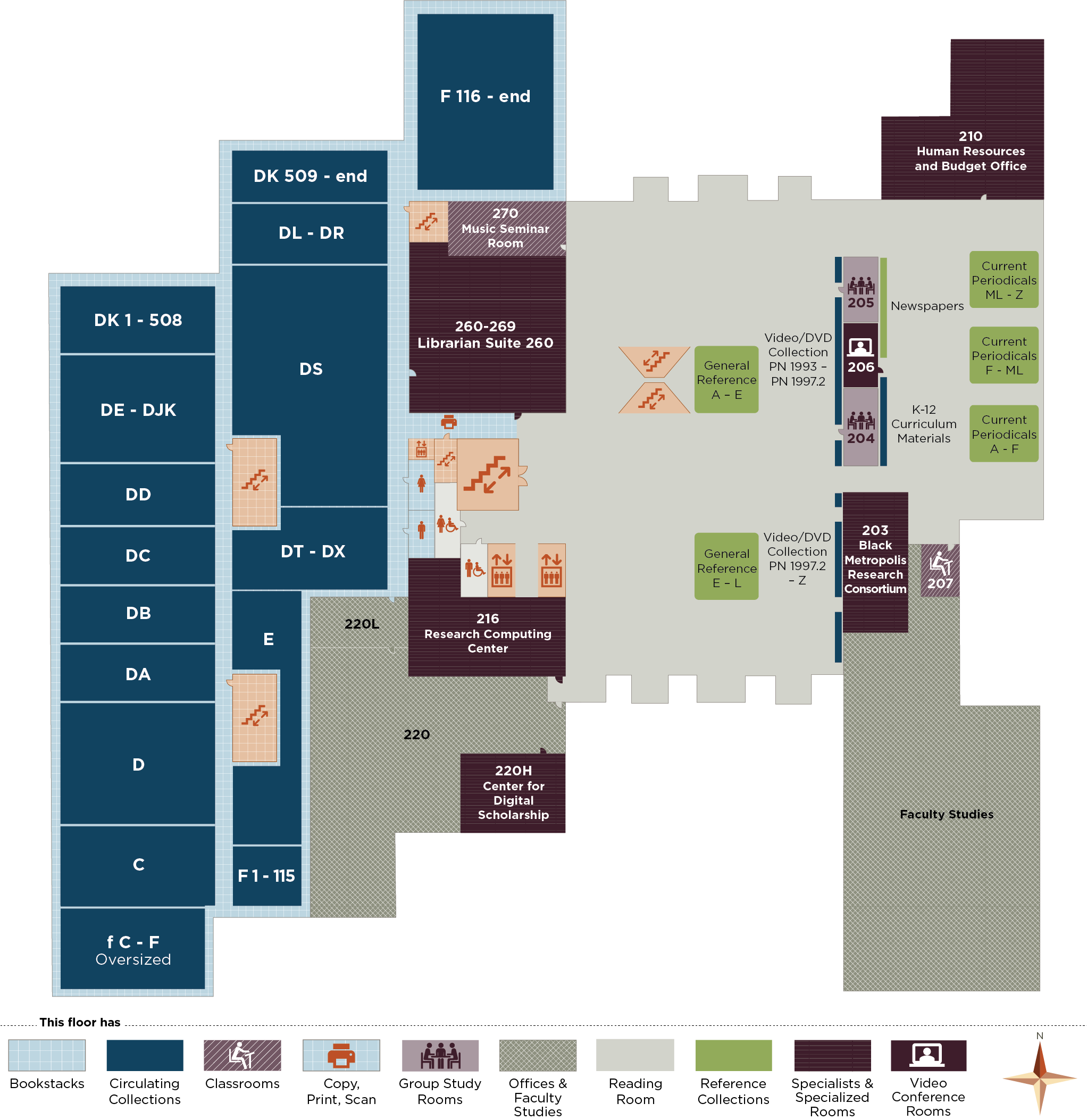 Regenstein Floor Map: 2nd Floor
