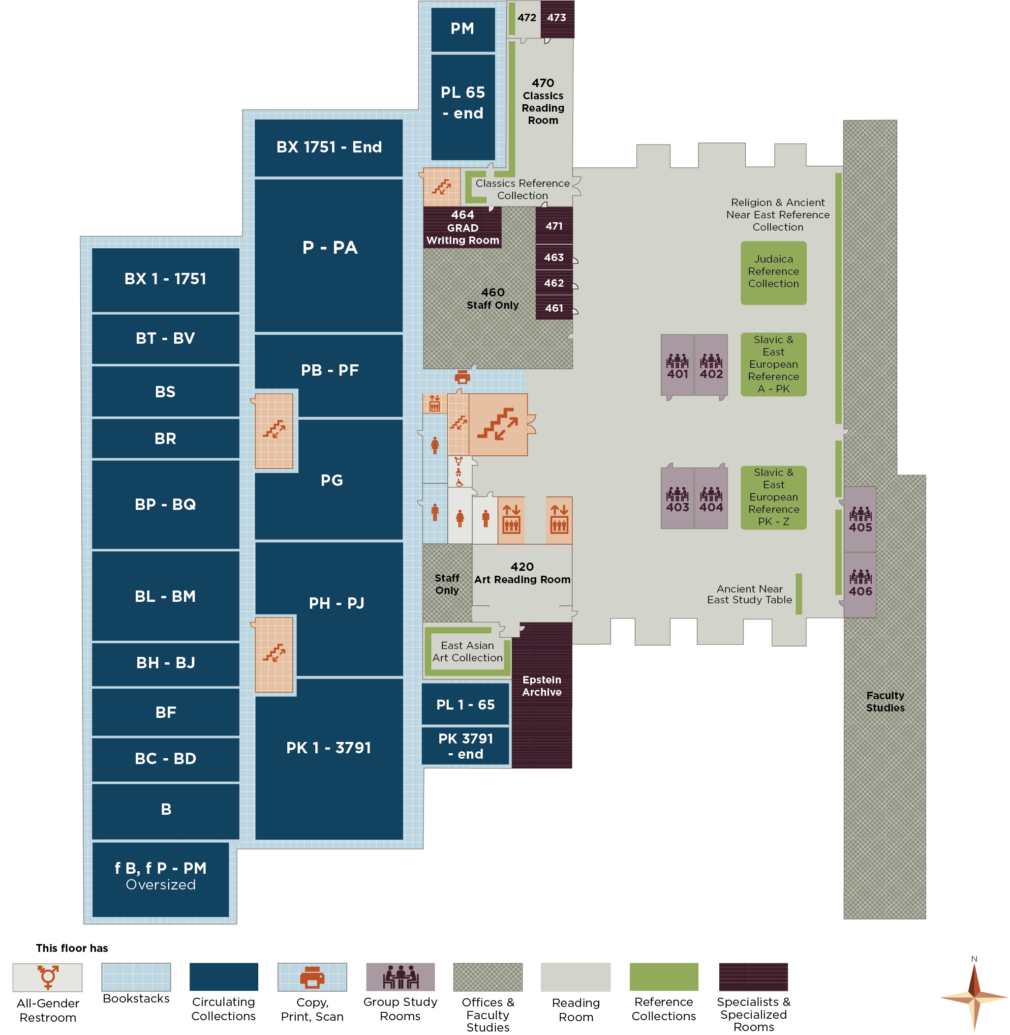 Regenstein Floor Map: 4th Floor