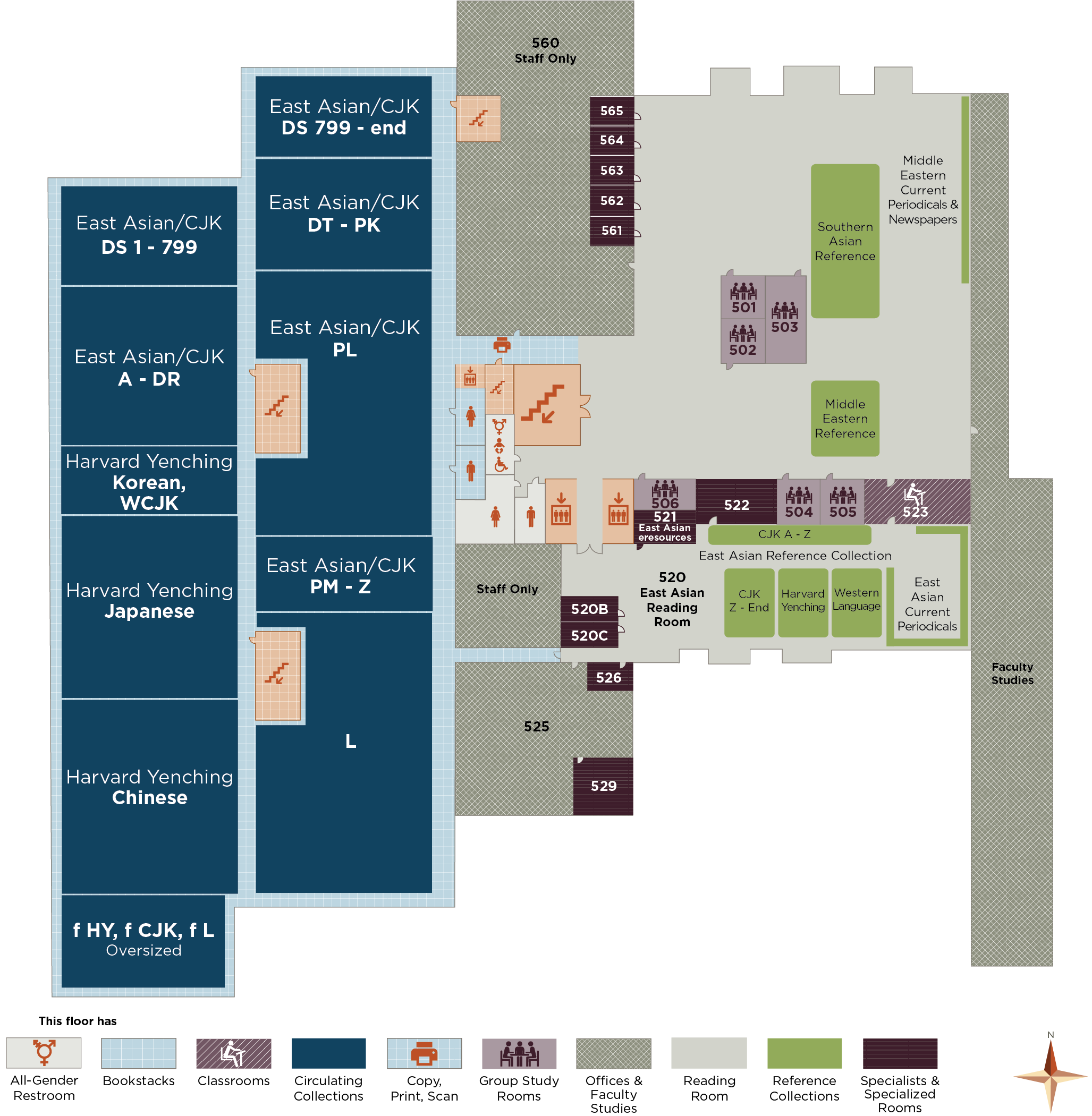 Regenstein Floor Map: 5th Floor