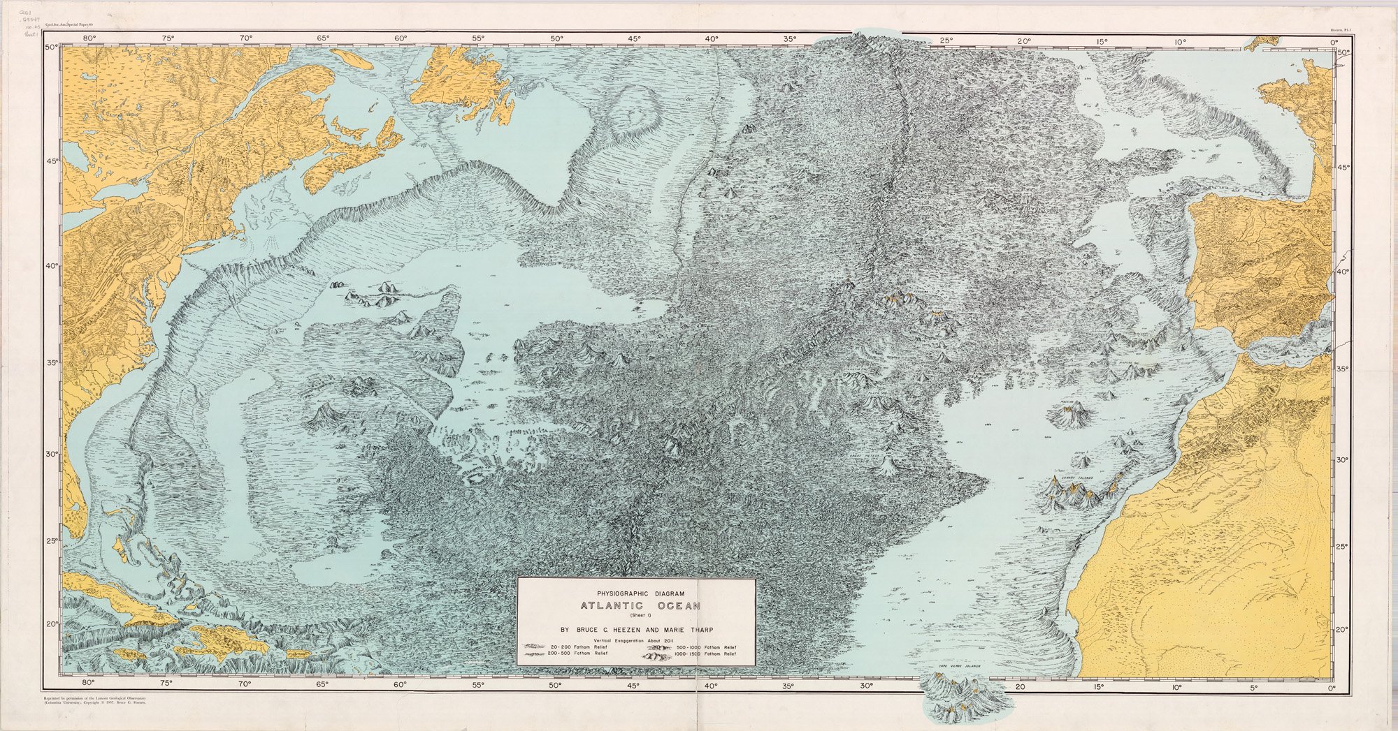 1957: Atlantic Ocean Map - Marie Tharp - The University of Chicago Library