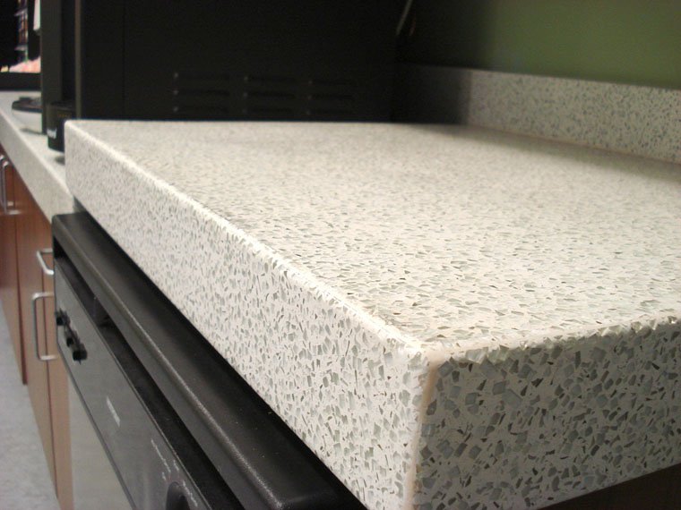 A close-up of a stone granite counter top.
