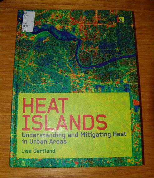 A book cover displaying an aerial heat-scape of a landscape.