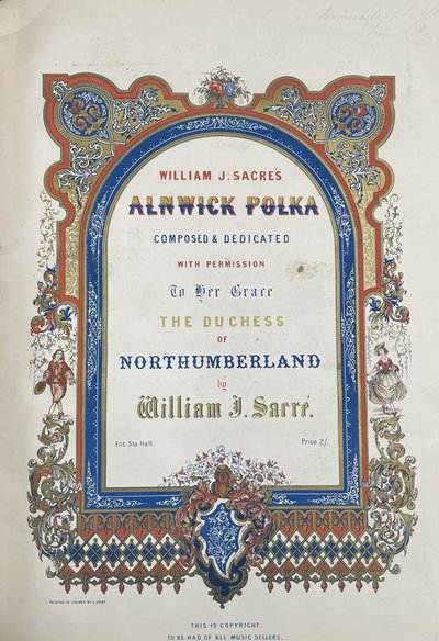 Illustrated title page from Alnwick Polka