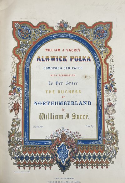 Illustrated title page from Alnwick Polka