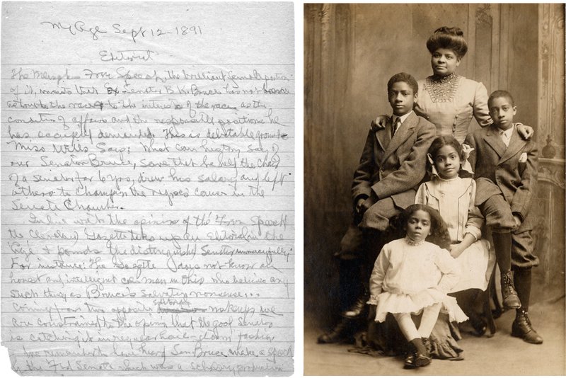 Handwritten editorial and photo of Ida B. Wells-Barnett