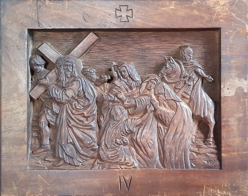Wood carving of one of the Stations of the Cross