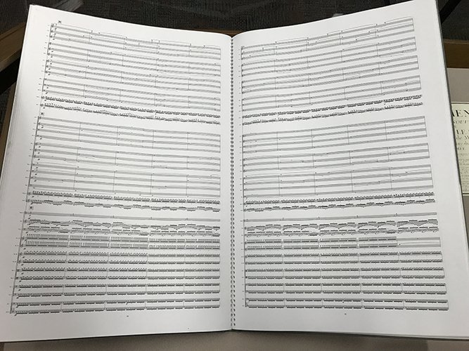 Photo of orchestral score pages