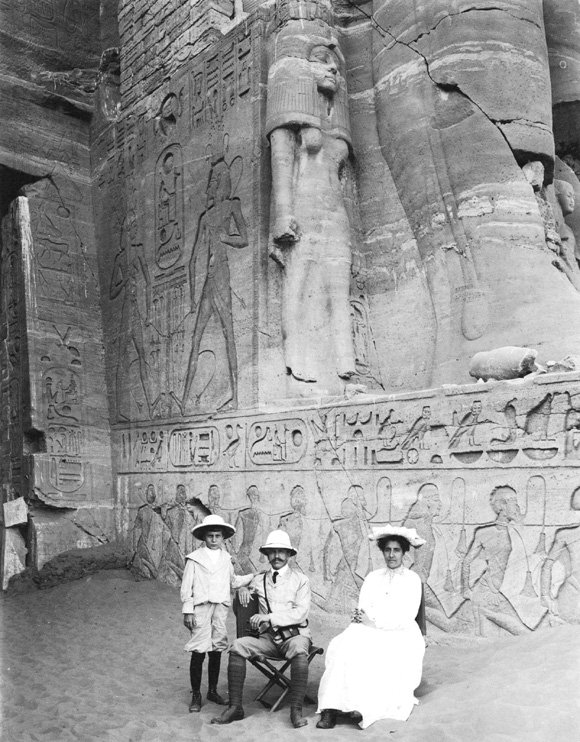 James and Frances Breasted and son Charles, Temple of Amada, Nubia, Upper Egypt, 1906