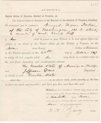 Subpoena for Gen. Horace Porter to testify in the Virginia Circuit Court, November 25, 1867