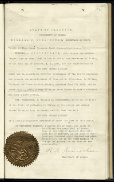 A typed note with a fancy gold seal.