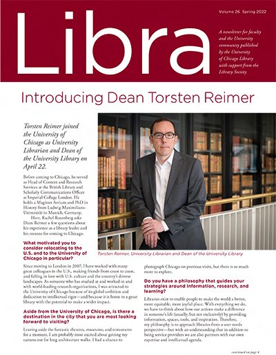 Front page of Libra, Spring 2022 - Introducing Dean Torsten Reimer