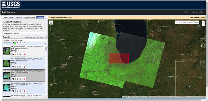 Landsat imagery Landsat 8 imagery covering the Greater Chicago region