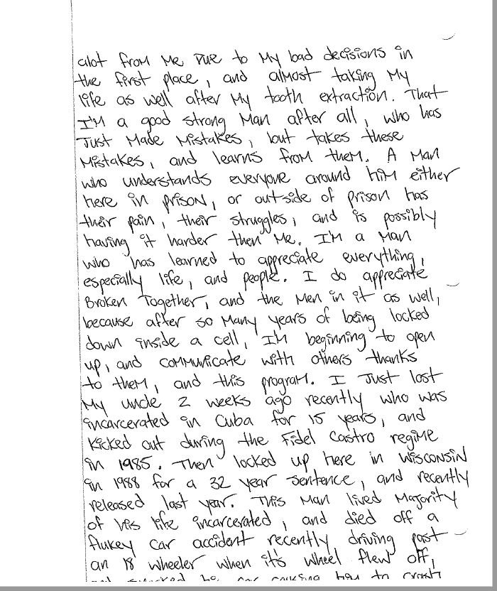 screen shot of hand written letter