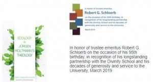 Bookplate in honor of trustee emeritus Robert G. Schloerb