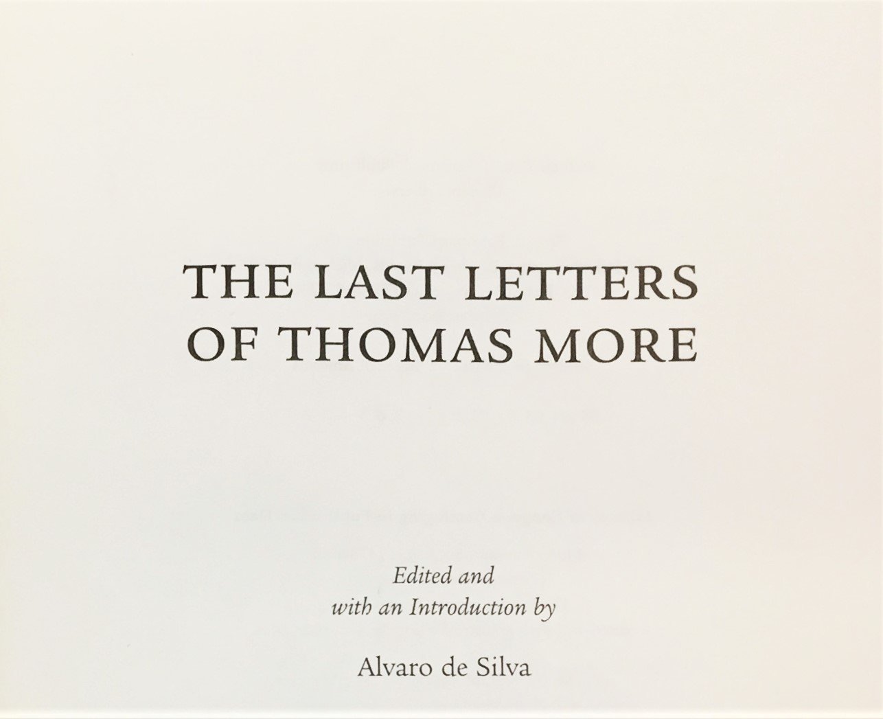 Cover page with capitalized serif text: "The Last Letters of Thomas More"