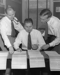 Mortimer Adler and assistants working on the Great Books Index