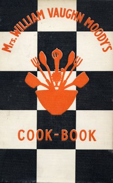 A checkered book cover with the illustration of a bowl and various eating utensils.