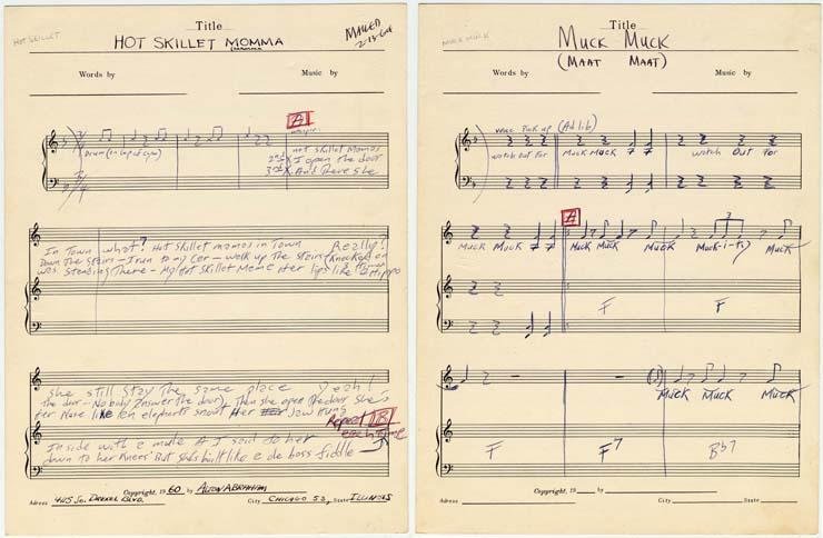 Handwritten musical notes on staffs.