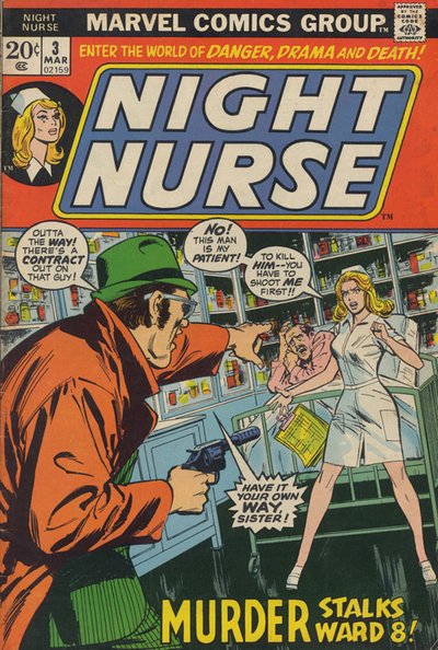 Cover of Night Nurse.  Murder Stalks Ward 8!