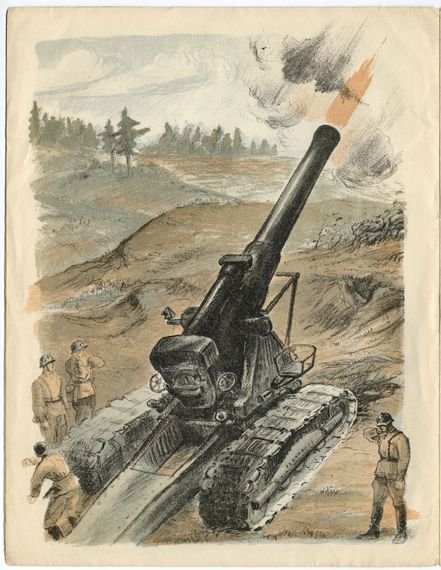 A tank fires a cannonball on the battlefield.