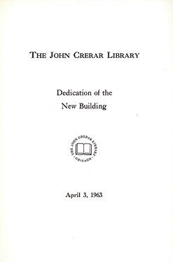 A paper with the title "The John Crerar Library - Dedication of the New Building"